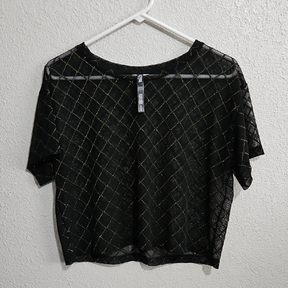 Black and Gold Sheer Women's Top